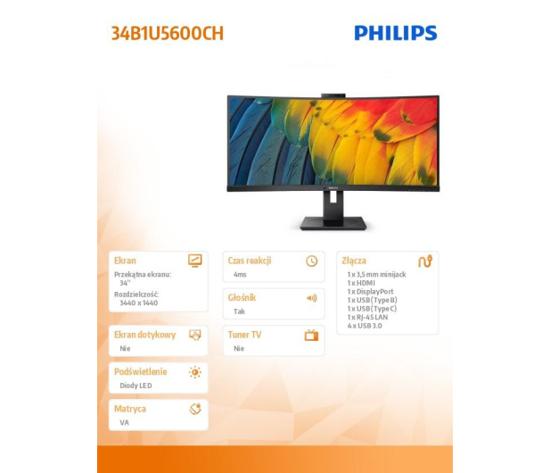 Philips UltraWide 34B1U5600CH/00 Webcam - 1103244 - zdjęcie 6
